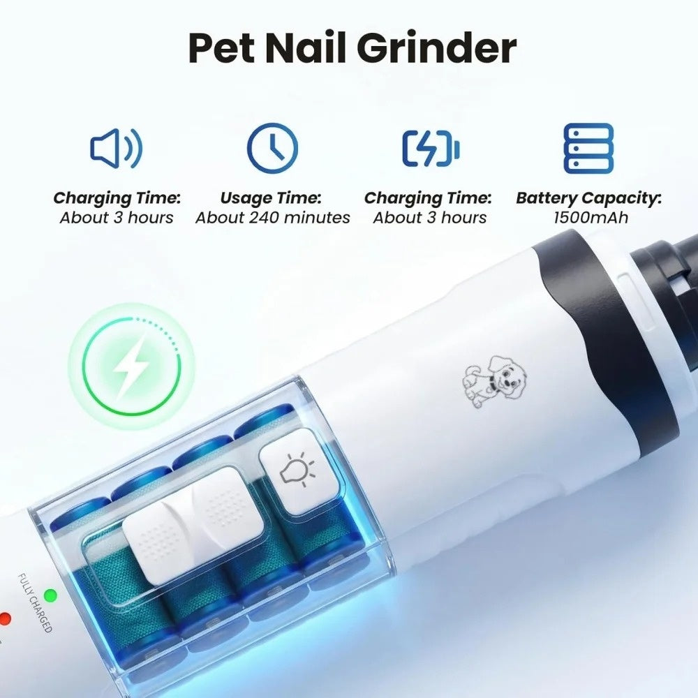 Rechargeable Dog Nail Grinder with LED Light